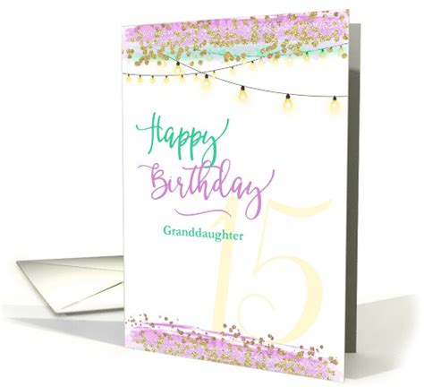 Happy 15th Birthday Granddaughter Modern Watercolor Card