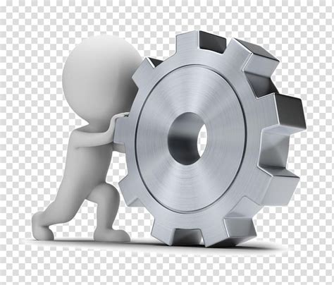 Person Pushing Cog Illustration Gear 3d Computer Graphics Drawing