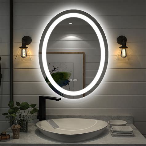 20 X 28 Frameless Oval Led Bathroom Vanity Mirror Anti Fog Wall Mirror Front Light Bathroom