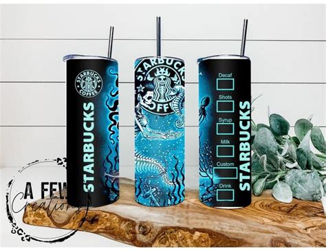 Skeleton Mermaid Starbucks 20oz Sublimation Tumbler Etsy