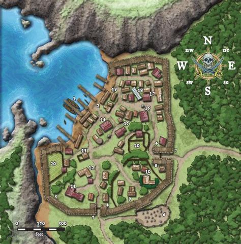 Island Tartaran Mappe Città Fantasy Dnd