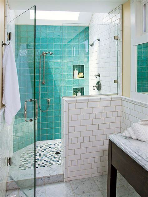 Choosing the right type of pattern tile for your small bathroom is important, as this can make or break the layout of this room. 40 blue glass bathroom tile ideas and pictures 2020