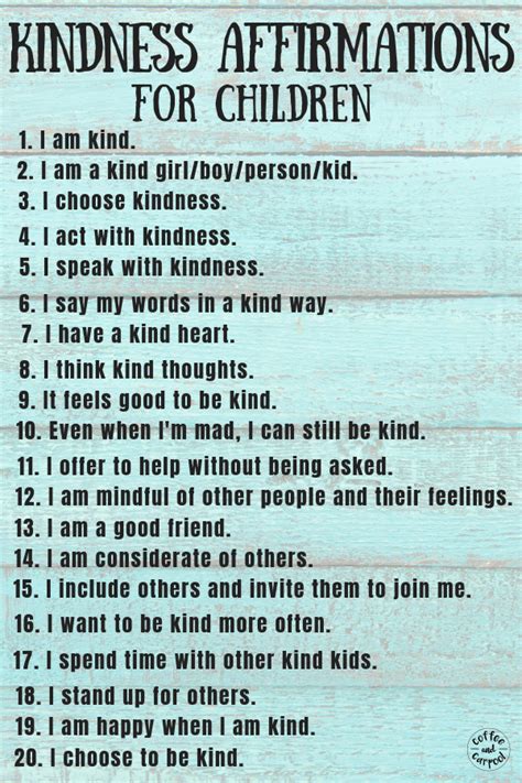 Kindness Affirmations For Kids