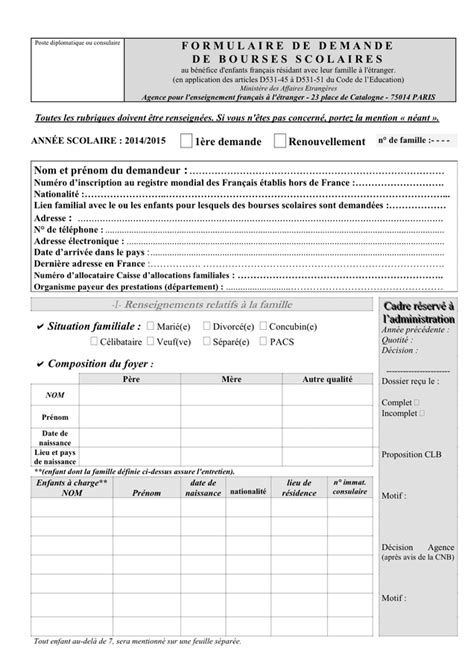 Formulaire de demande de bourses scolaires  DOC, PDF  page 1 sur 4