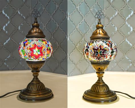 Turkish Mosaic Table Lamp Moroccan Boho Lamp Handmade Tiffany Desk