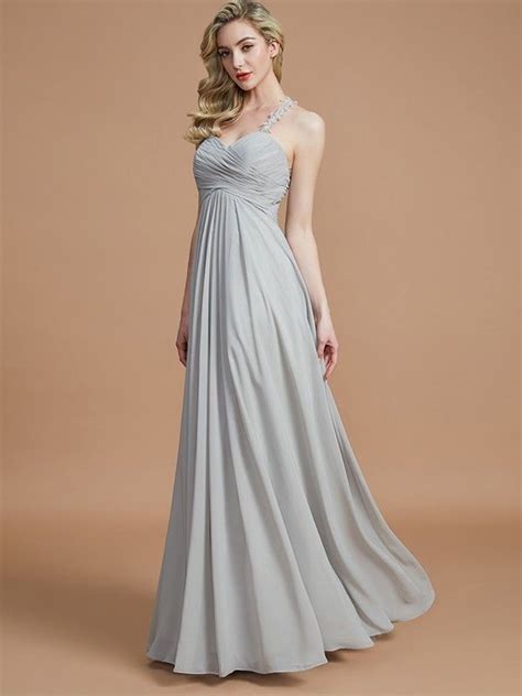 A Lineprincess Sweetheart Sleeveless Ruched Floor Length Chiffon