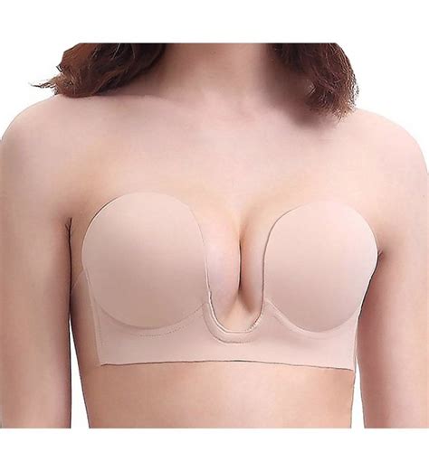 Push Up Plunge Invisible Adhesive Bra Sticky Strapless Backless Bra For