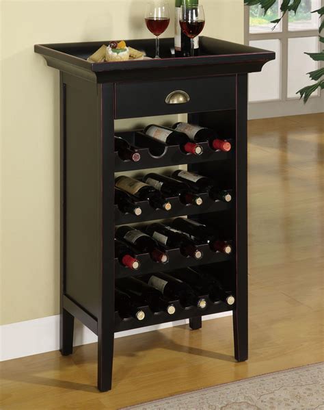 Powell Contemporary Black Stylish Wooden Wine Cabinet Wayside