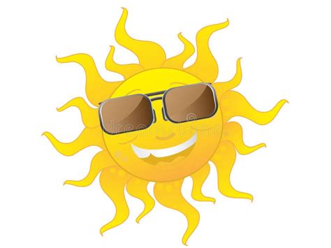 Cute Cartoon Sun Wearing Sunglasses Stock Vector Illustration Of