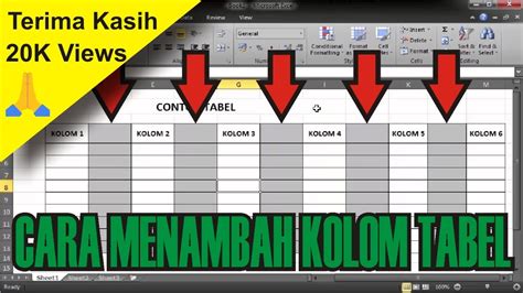 Cara Menambah Kolom Pada Tabel Di Microsoft Excel Tutorial Microsoft