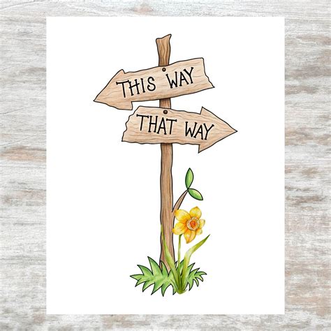 This Way That Way Yellow Flowers Signs Sign Illustration