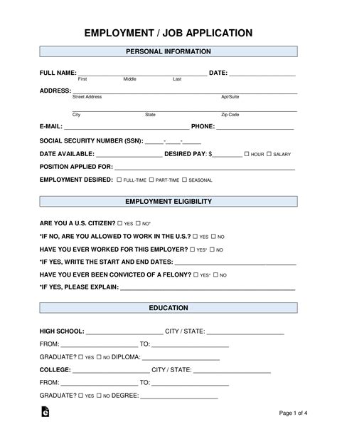 fillable job application form printable forms free online