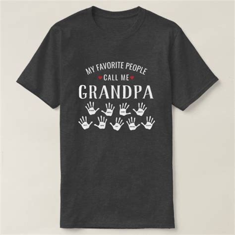 For Grandpa With Grandkids Names Personalized T Shirt Zazzle