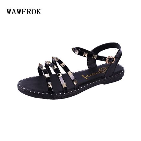 Wawfrok Women Sandals 2018 Summer Beach Shoes Woman Fashion Rivet