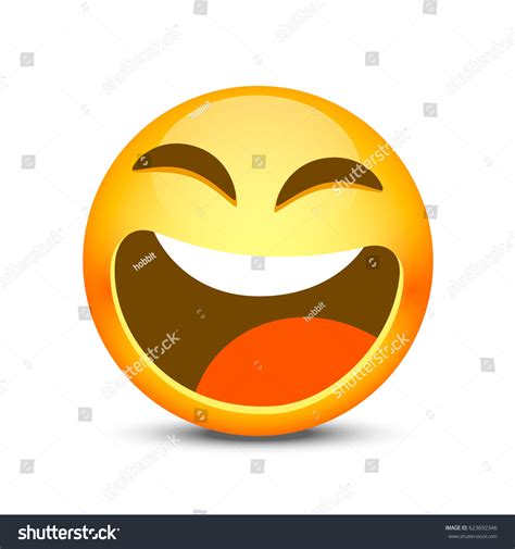 Happy Emoji Face Object On White Stock Vector 623692346
