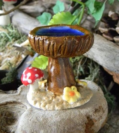 Fairy Garden Tree Stump Bird Bath Miniature Hand Made
