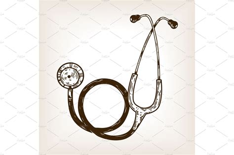 Stethoscope Engraving Vector Illustration ~ Graphic Objects ~ Creative