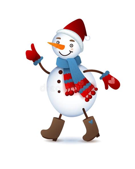 Vector Cute Snowman Christmas Illustration With Funny Snowman Santa