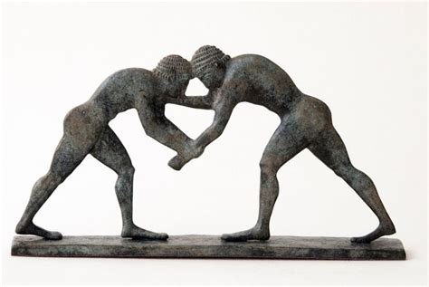 Ancient Greek Wrestling Athletes Bronze Statue Ancient Greece Etsy