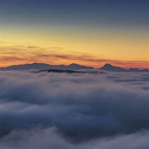 Download Wallpaper 2780x2780 Fog Mountains Silhouette Nature Ipad