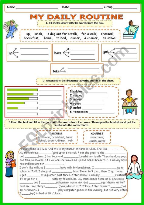 DAILY ROUTINE Part 3 Vocabulary And Present Simple Revision Key 6