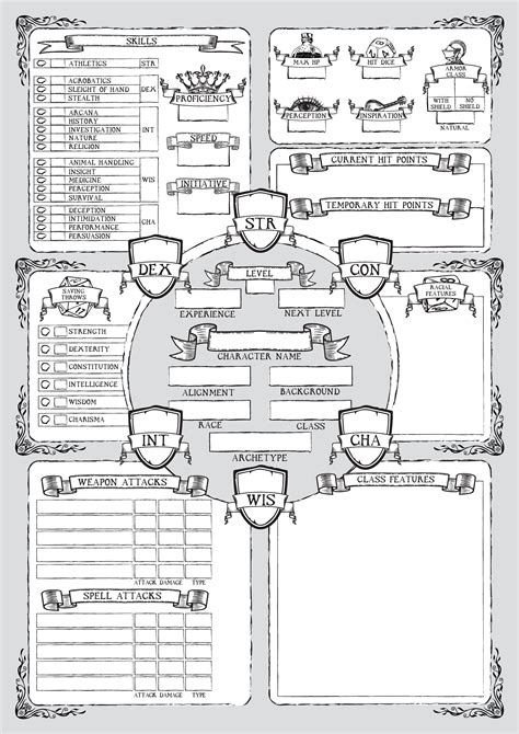 Dnd 5e Character Sheet Medieval Style Etsy