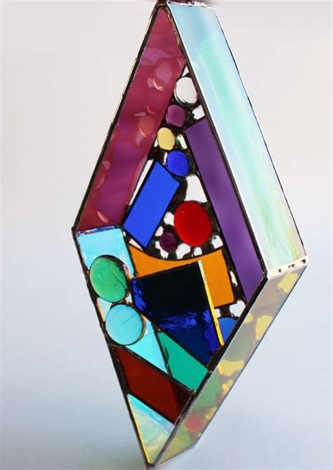 Original 3d Free Hanging Stained Glass Art Dazzling Diamond