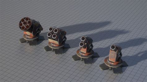3d Model Turrets Bundle Vr Ar Low Poly Rigged Cgtrader