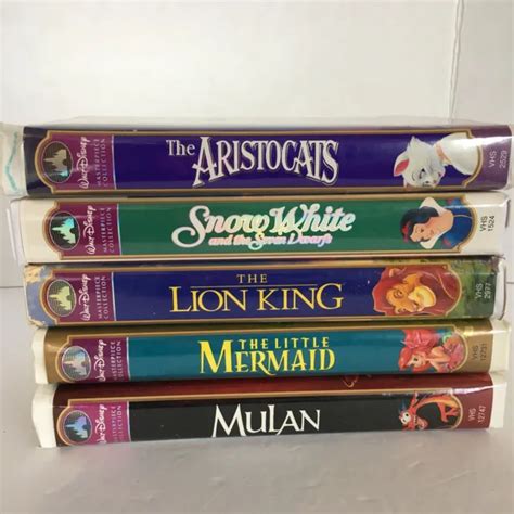 DISNEY CLAM CASE VHS Tape Lot Mermaid Lion King Snow White Aristocats