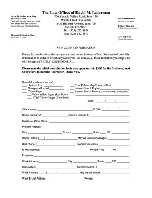 This form collects the information of clients with regard to their personal information as well as to the brief detail of their. 20 Printable client intake form law firm pdf Templates ...