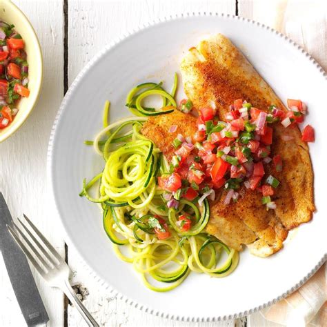 Make your tilapia recipes more delicious by. Blackened Tilapia with Zucchini Noodles Recipe | Taste of Home