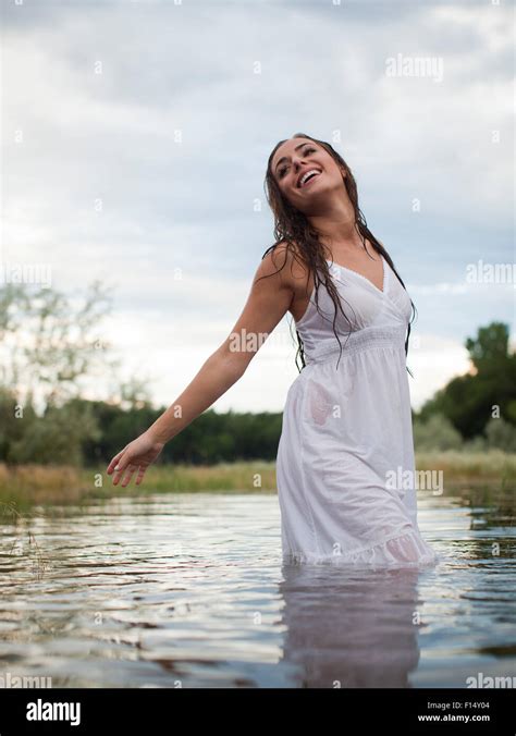 Woman Wading Lake Dress Hi Res Stock Photography And Images Alamy