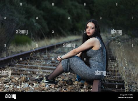 Train Track Girl Woman Stock Photos And Train Track Girl Woman Stock