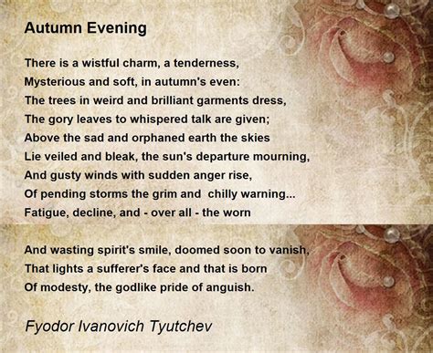 Autumn Evening Poem by Fyodor Ivanovich Tyutchev - Poem Hunter