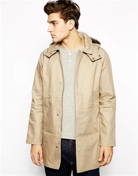 Selected Trench Coat With Hood In Beige For Men Sand Lyst