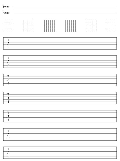 Free Blank Guitar Sheet Staff And Tab Paper Guitar Sheet Guitar Sheet
