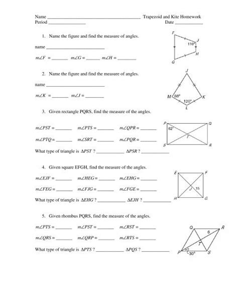 Kites And Trapezoids Worksheet Answers 11 2 Area Of Trapezoids Kites