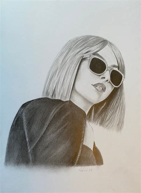 Blonde Haired Lady In Sunglasses Pencil Drawing By Maxine Taylor Artfinder