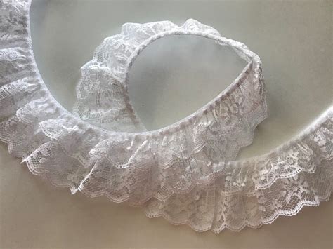 White Double Ruffled Lace Trim Candlewick Lace 2 Tier Lace Etsy