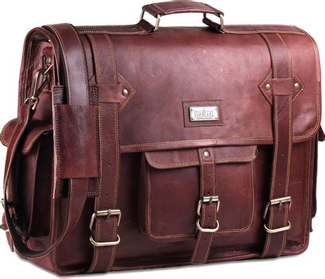 Hulsh Leather Messenger Bag For Men Vintage Laptop Bag