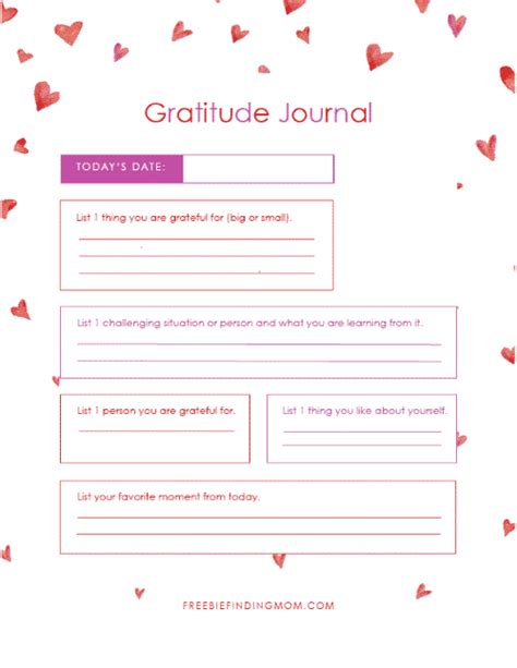 Free Printable Gratitude Journal Template Freebie Finding Mom