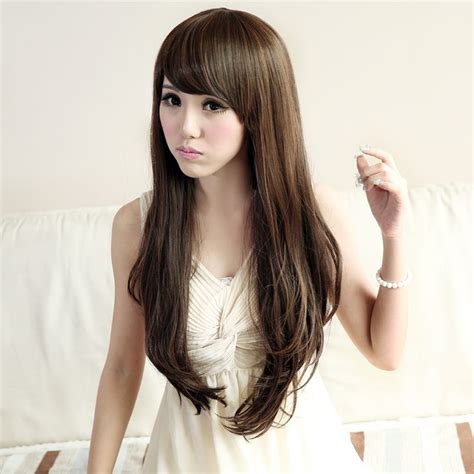 New Korean Style Ladies Hair Wig Charming 75cm Long Fluffy Hair Wig