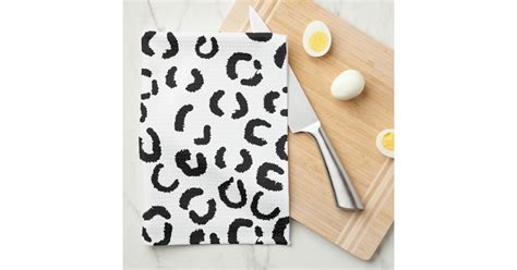 Black And White Leopard Print Pattern Kitchen Towel Zazzle