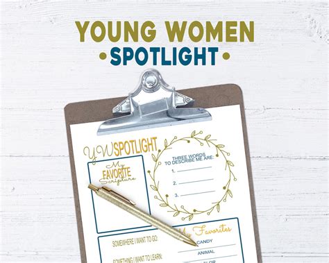 Lds Young Women Spotlight Printable Instant Download Lds Young Women