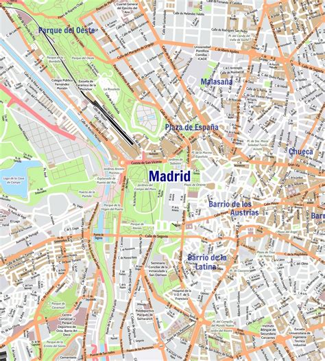 Wall Maps Madrid City Map Laminated Wall Map