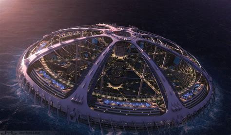 Ocean Going Floating Circular City Community Type Fantasy Concept