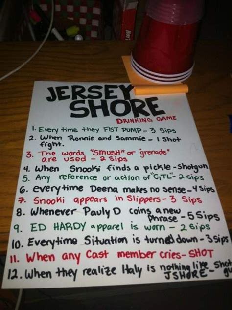 Jersey Shore Drinking Rules Drinking Games Jersey Shore Fun Shots