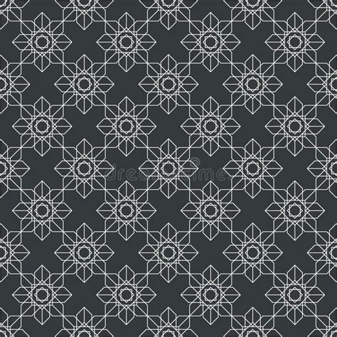 Flower Geometric Line Seamless Abstract Pattern Monochrome Or Tw Stock