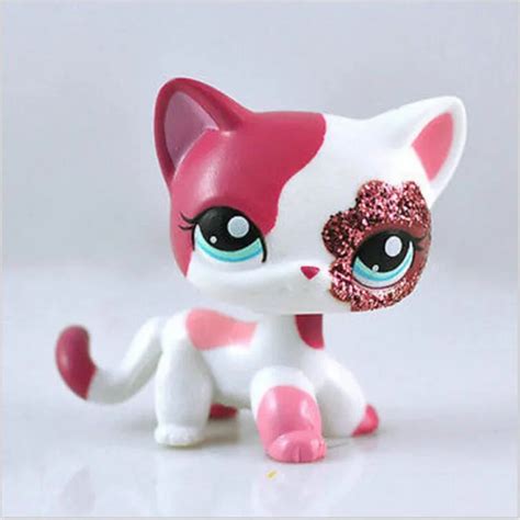 Lps Pet Shop Cat Toys Short Hair Kitty Rare Old Styles White Pink Tabby