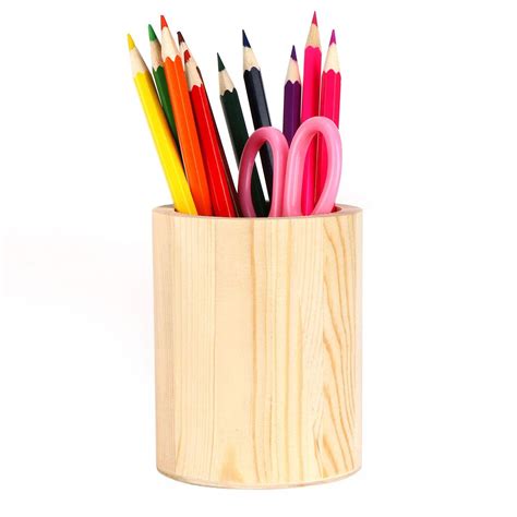 Buy Pen Holder Solid Wood Desk Pen Pencil Holder Stand Multi Purpose